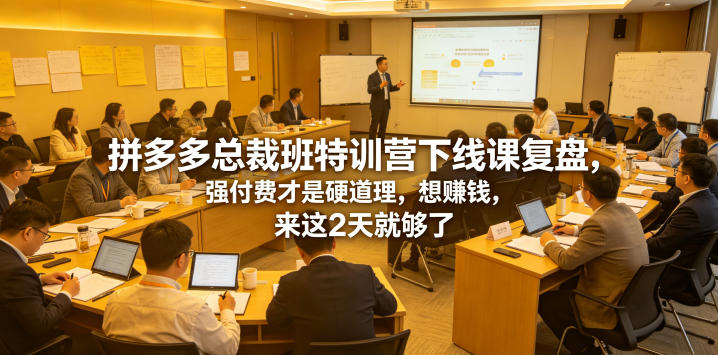 拼多多总裁班特训营下线课复盘，强付费才是硬道理，想賺钱，来这2天就够了-卡益网激活码商城