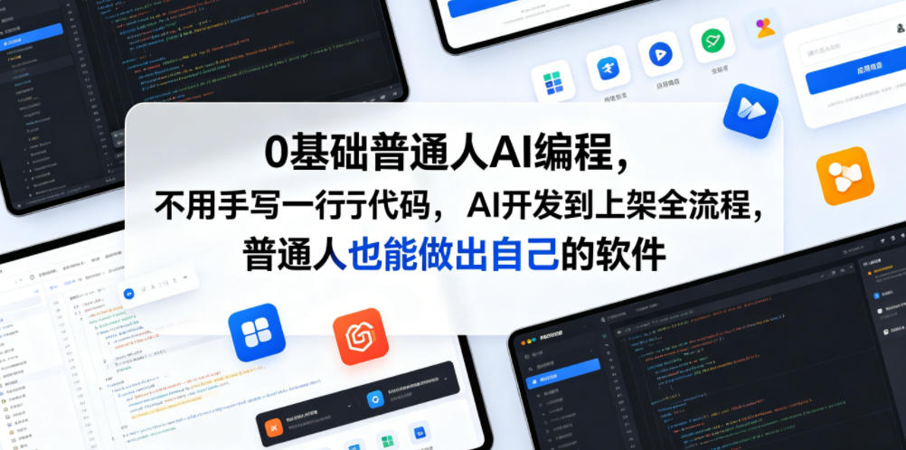 0基础普通人AI编程，不用手写一行代码，AI开发到上架全流程，普通人也能做出自己的软件-卡益网激活码商城