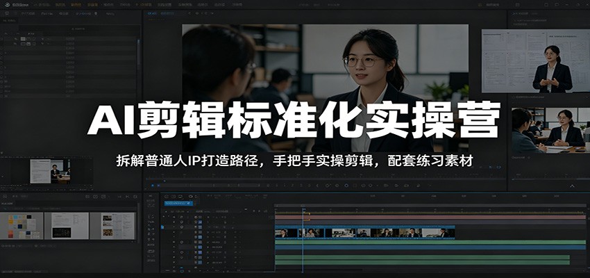 AI剪辑标准化实操营:拆解普通人IP打造路径,手把手实操剪辑,配套练习素材-卡益网激活码商城