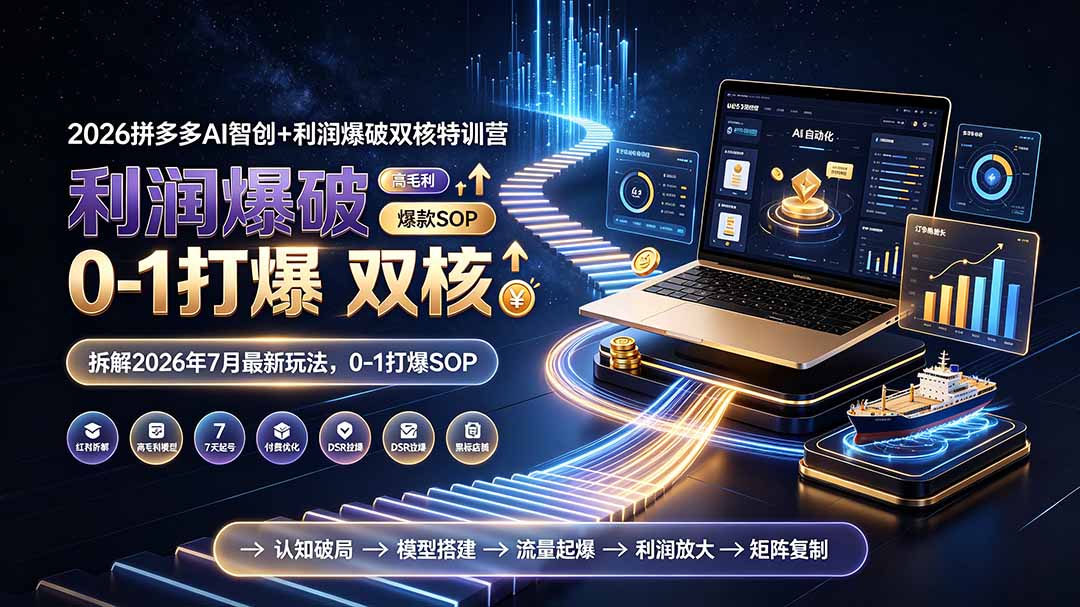 2026拼多多AI智创+利润爆破双核特训营-拆解2026年7月最新玩法,0-1打爆SOP-卡益网激活码商城