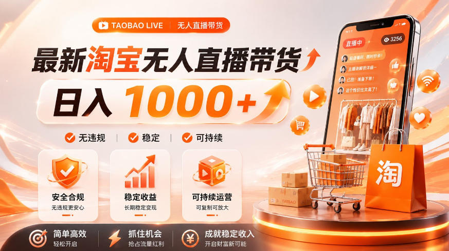 拒绝死工资！淘宝无人直播，让你睡觉都在进账，单设备日入1k+普通人的变现蓝海【揭秘】-卡益网激活码商城