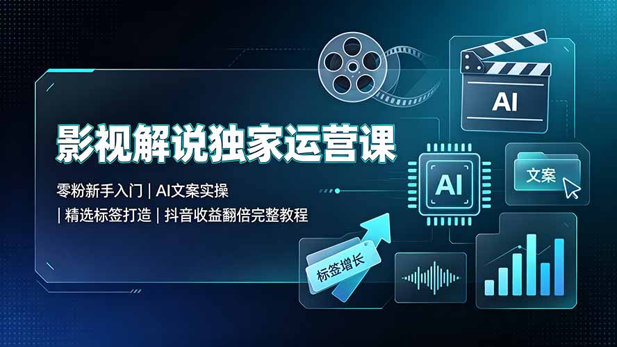 影视解说独家运营课:零粉新手入门|AI文案实操|精选标签打造|抖音收益翻倍完整教程-卡益网激活码商城