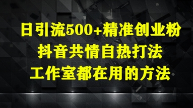 日引流500+精准创业粉，抖音共情自热打法，工作室都在用的方法-卡益网