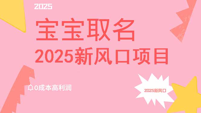 2025新风口项目宝宝取名，0成本高利润，附保姆级教程，月入过万不是梦-卡益网