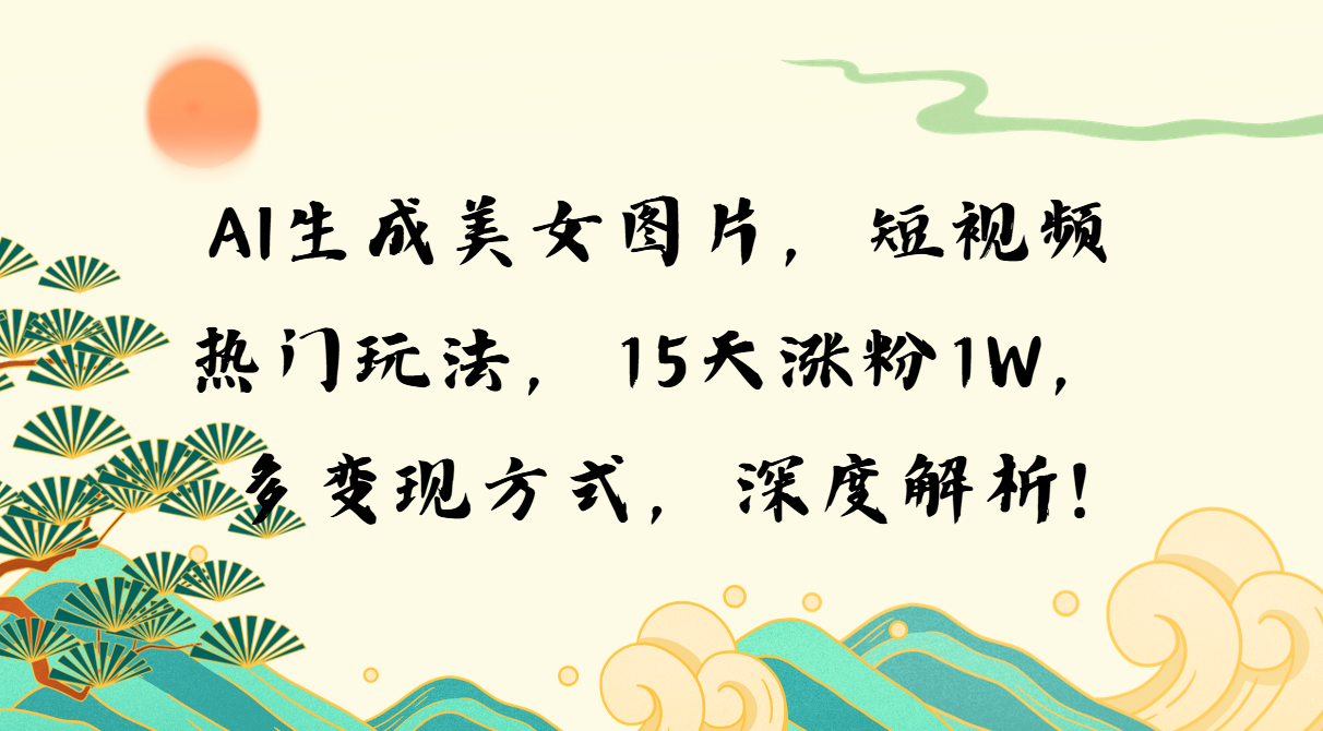 AI生成美女图片，短视频热门玩法，15天涨粉1W，多变现方式，深度解析!-卡益网