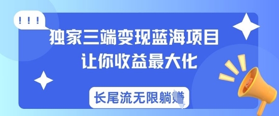 独家三端变现蓝海项目，让你收益最大化，长尾流无限躺挣-卡益网