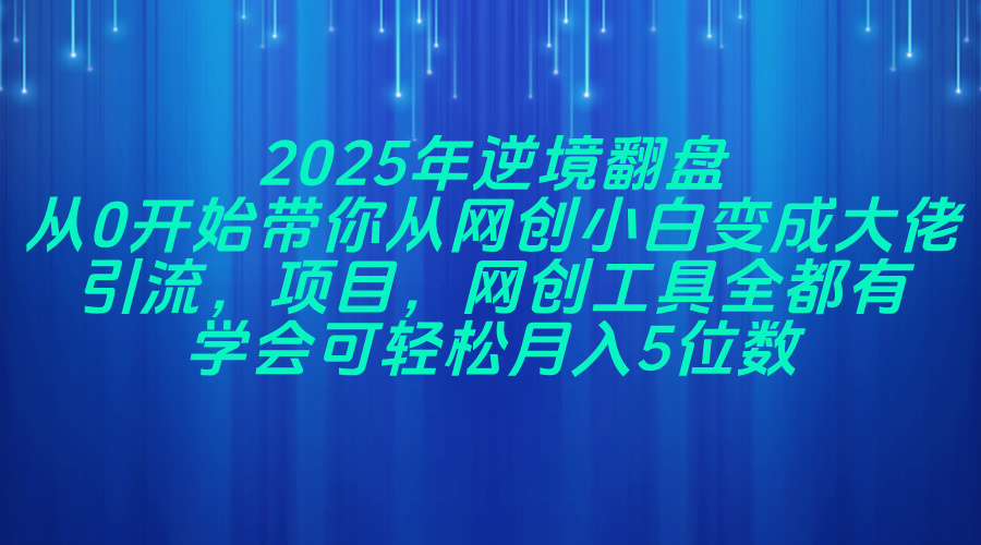 2025年逆境翻盘，从0开始带你从网创小白变成大佬，引流，项目，网创工…-卡益网