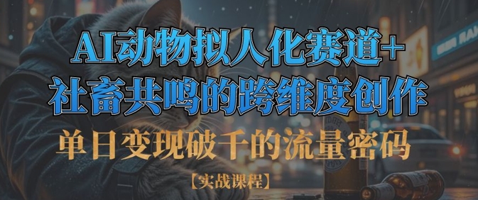 单日变现破千的流量密码，AI动物拟人化赛道+社畜共鸣的跨维度创作-卡益网
