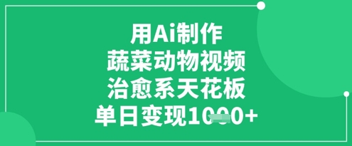 用Ai制作蔬菜动物视频，治愈系天花板，单日变现1k-卡益网