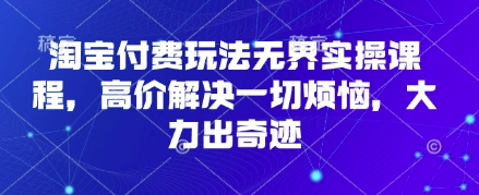 淘宝付费玩法无界实操课程，高价解决一切烦恼，大力出奇迹-卡益网