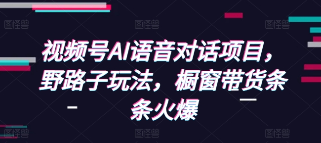 视频号AI语音对话项目，野路子玩法，橱窗带货条条火爆-卡益网