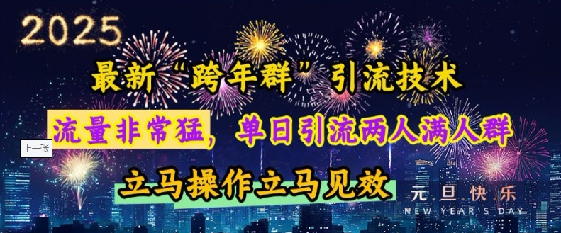 最新“跨年群”引流，流量非常猛，单日引流两人满人群，立马操作立马见效【揭秘】-卡益网