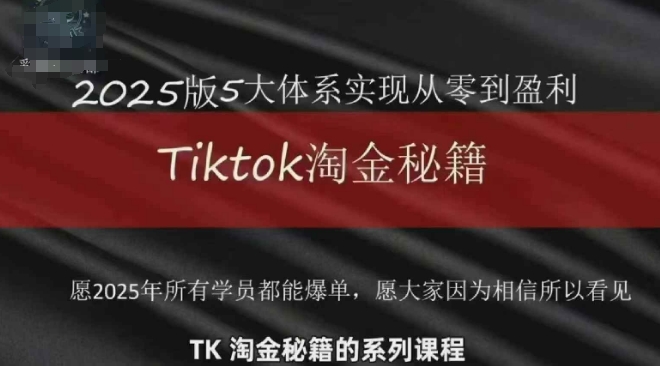 TikTok跨境2025淘金秘籍，​2025TikTok从0到盈利变现-卡益网