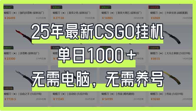 25年最新CSGO挂机系统，单日1000+，无需电脑，无需养号，0基础可上手-卡益网