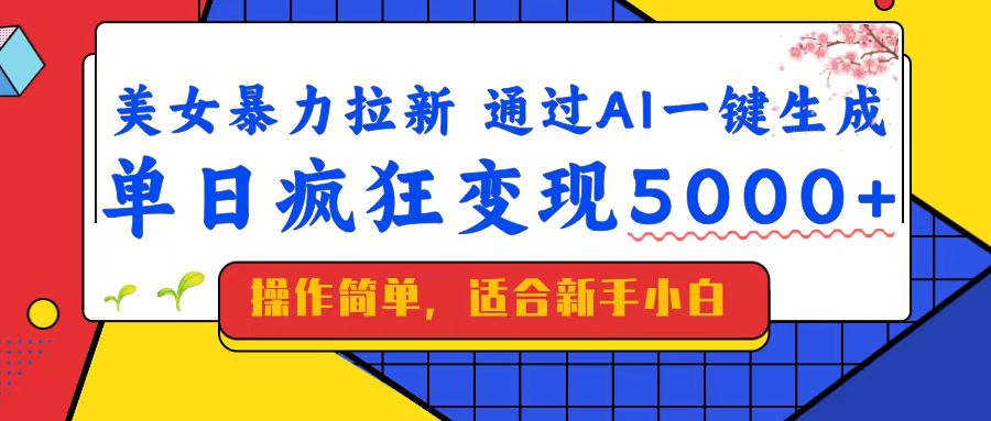 美女暴力拉新，通过AI一键生成，单日疯狂变现5000+，纯小白一学就会！-卡益网