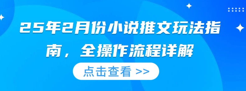 25年2月份小说推文玩法指南，全操作流程详解-卡益网