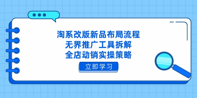 淘系改版新品布局流程，无界推广工具拆解，全店动销实操策略-卡益网