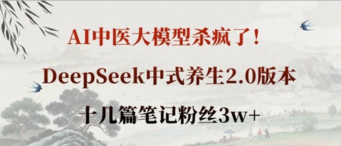 AI中医大模型杀疯了！DeepSeek中式养生2.0版本，十几篇笔记粉丝3w+-卡益网