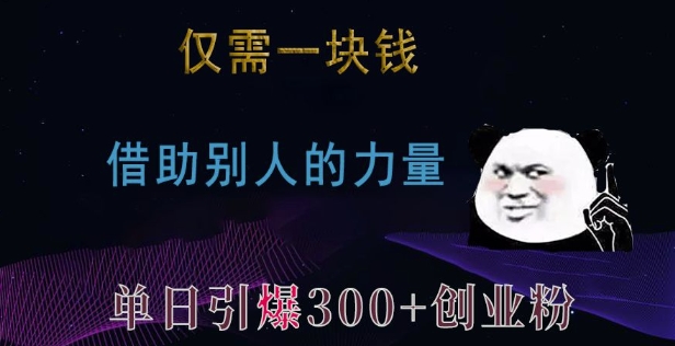 仅需一块钱，借助别人的力量，单日引爆300+创业粉、兼职粉【揭秘】-卡益网
