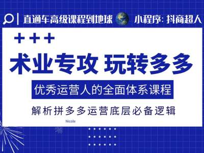 术业专攻玩转多多，优秀运营人的全面体系课程，解析拼多多运营底层必备逻辑-卡益网