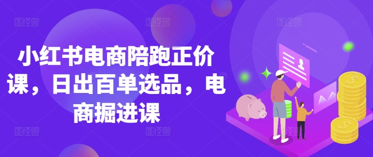 小红书电商陪跑正价课，小红书官方认证电商讲师教学，日出百单选品，电商掘进课-卡益网