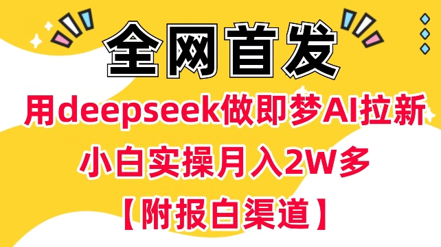 用deepseek做即梦Ai拉新 小白实操月入过W+【附报白渠道】-卡益网