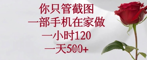 你只管截图，一部手机在家可以做，一小时120.一天5张+【揭秘】-卡益网