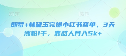 即梦+林黛玉完爆小红书商单，3天涨粉1千，靠怼人月入5k+-卡益网
