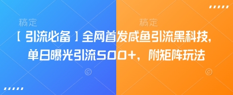 【引流必备】全网首发咸鱼引流黑科技，单日曝光引流500+，附矩阵玩法【揭秘】-卡益网