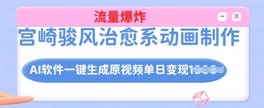 宫崎骏风治愈系动画制作，AI软件一键生成原创视频流量爆炸，单日变现多张，详细实操流程-卡益网
