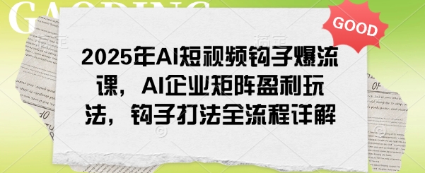 2025年AI短视频钩子爆流课，AI企业矩阵盈利玩法，钩子打法全流程详解-卡益网