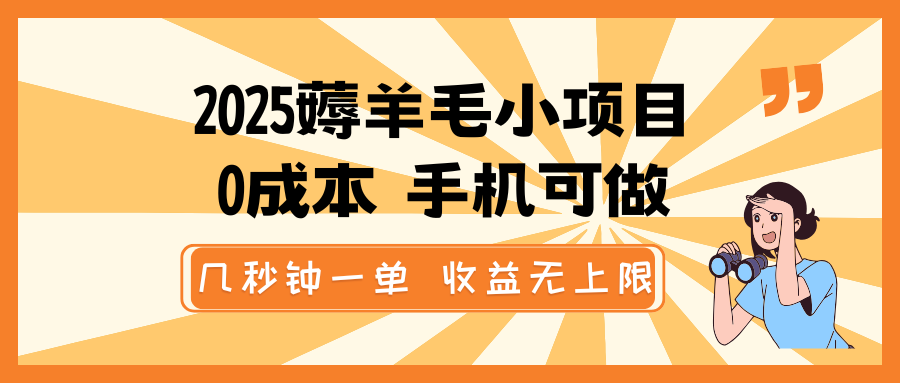 2025薅羊毛小项目，0成本 手机可做，几秒钟一单，收益无上限-卡益网