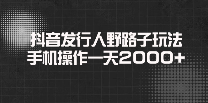 抖音发行人野路子玩法，手机操作一天2000+-卡益网