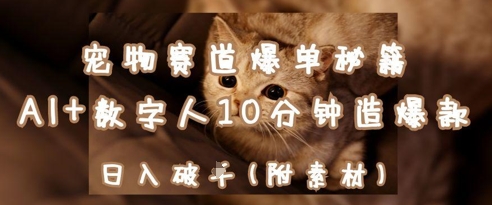 宠物赛道爆单秘籍：AI+数字人10分钟造爆款，日入1k-卡益网
