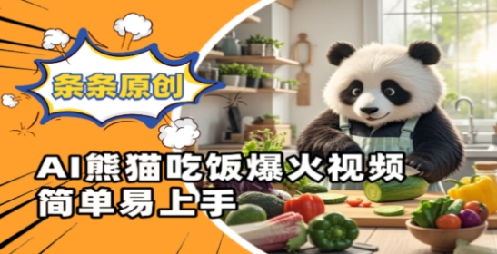 Ai熊猫吃饭爆火视频，条条原创，简单易上手-卡益网