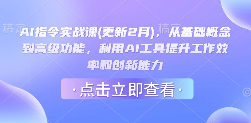 AI指令实战课(更新2月)，从基础概念到高级功能，利用AI工具提升工作效率和创新能力-卡益网