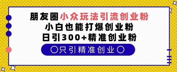 朋友圈小众玩法引流创业粉，小白也能打爆创业粉，日引300+精准创业粉【揭秘】-卡益网激活码商城