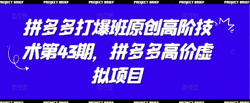 拼多多打爆班原创高阶技术第43期，拼多多高价虚拟项目-卡益网