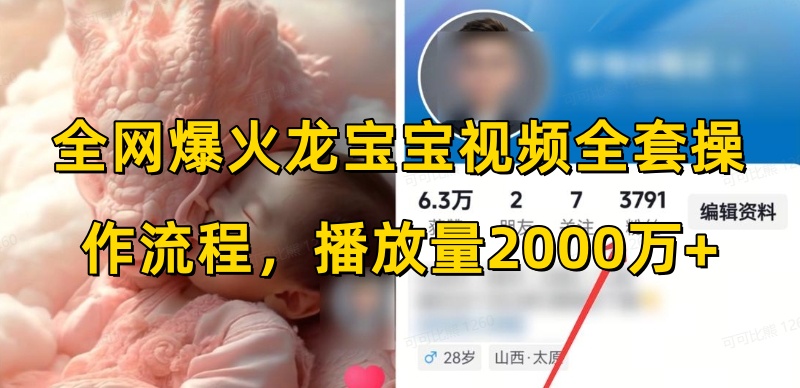 全网爆火龙宝宝视频全套操作流程，播放量2000万+-卡益网
