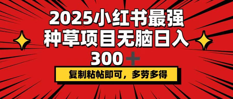 2025小红书最强种草项目，无脑日入300+，复制粘帖即可，多劳多得-卡益网