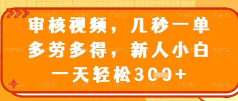 视频审核员，几秒一单，不限时间，不限地点，多做多得，新人小白一天轻松几张+【揭秘】-卡益网