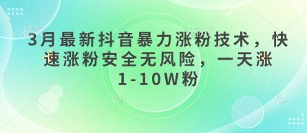 3月最新抖音暴力涨粉技术，快速涨粉安全无风险，一天涨1-10W粉-卡益网