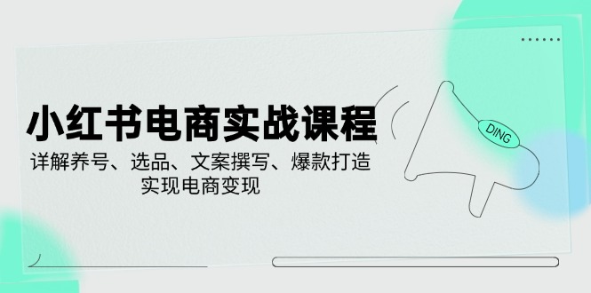 小红书电商实战课程，详解养号、选品、文案撰写、爆款打造，实现电商变现-卡益网