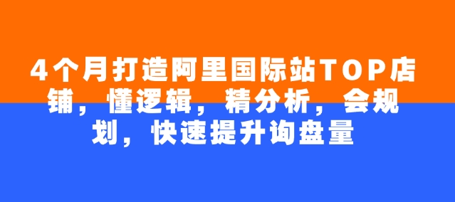 4个月打造阿里国际站TOP店铺，懂逻辑，精分析，会规划，快速提升询盘量-卡益网