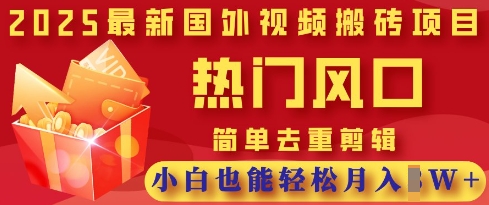 2025最新视频搬砖项目，热门风口，简单去重剪辑，小白也能轻松月入过W-卡益网