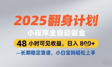2025小程序全自动掘金，48 小时可见收益，日入8张，长期稳定靠谱，小白宝妈轻松上手【揭秘】-卡益网