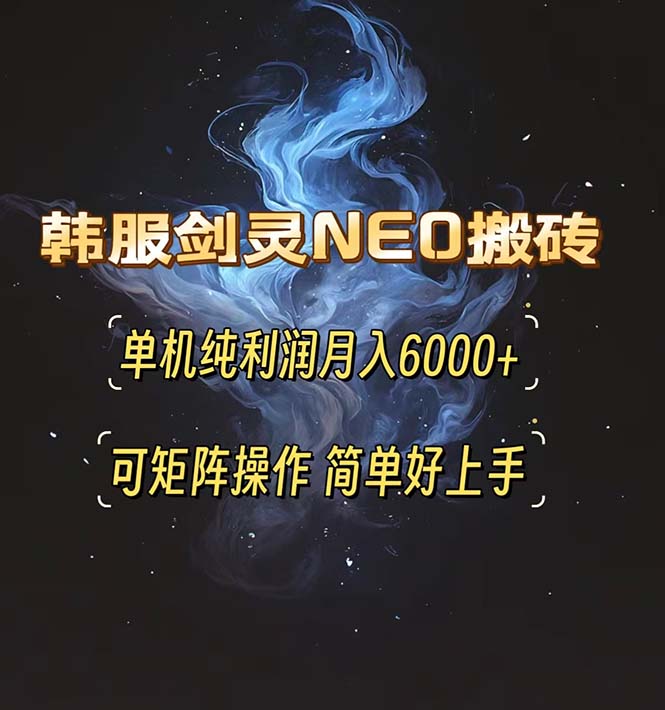 韩服剑灵NEO搬砖攻略，单机纯利润月入6000+ 可矩阵操作，简单好上手。-卡益网