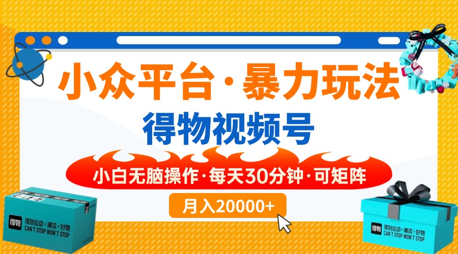 小众平台暴力玩法，一键搬运爆款视频，可矩阵小白无脑操作，每天30分钟…-卡益网