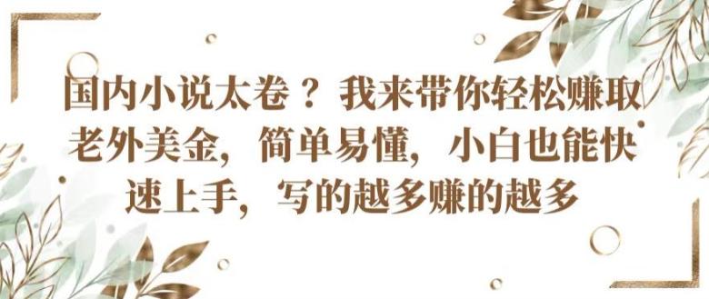 国内小说太卷 ?带你轻松赚取老外美金，简单易懂，小白也能快速上手，写的越多赚的越多【揭秘】-卡益网