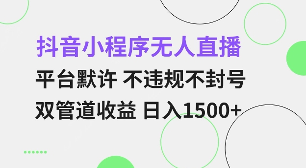 抖音小程序无人直播 平台默许 不违规不封号 双管道收益 日入多张 小白也能轻松操作【仅揭秘】-卡益网
